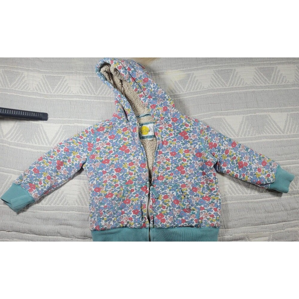 Boden Girls Floral Sherpa-Lined Zip Hoodie – Size 5–6Y (116cm)